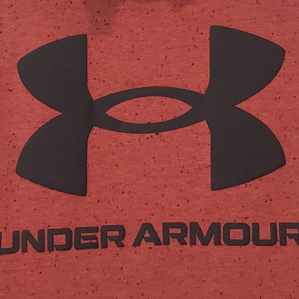 Under Armour Loose Logo Hoodie Cinnamon & Black Specs Kangaroo Pocket Sz Medium - Picture 4 of 15